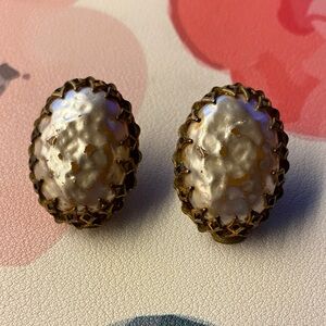 Miriam Haskell Gold Textured Earrings